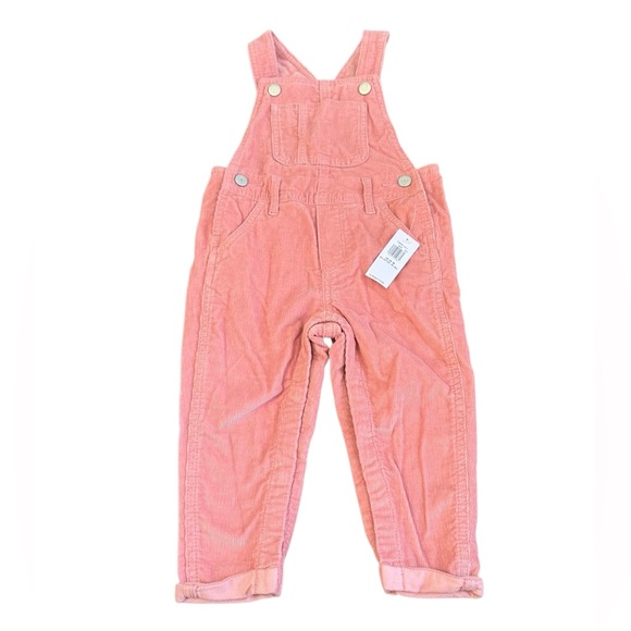 NWT Old Navy Unisex Toddler Slouchy Straight Pink-Wash Corduroy Overalls 18-24 M - Picture 1 of 5